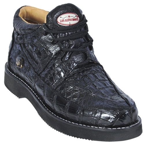 Los Altos Black Genuine All-Over Crocodile Casual Shoes ZA060105